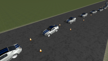 A time-lapse of a Double Lane Change Maneuver using Model Predictive Control